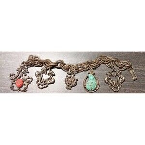 Vintage Golden Charm Medieval Bracelet With Dragons, Celtic, Drop, And Scarab